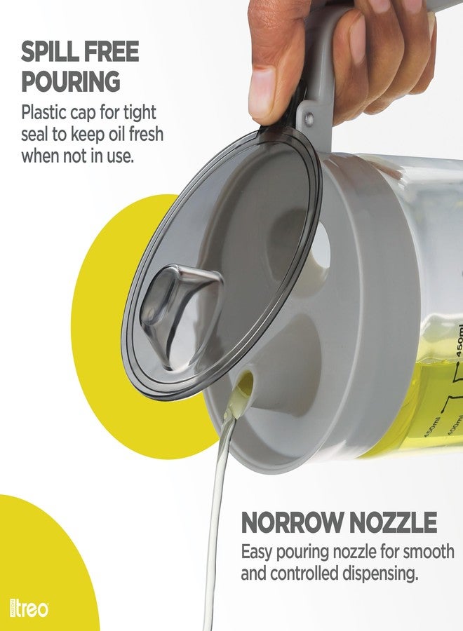 تريو موزع زيت تريو باي ميلتون فلو للمطبخ | مانع للتسرب وخالٍ من مادة BPA | زجاج بوروسيليكات عالي الجودة آمن للاستخدام مع الطعام | غير مسامي مع مؤشر للسعة | ملحق مطبخ متين وأنيق، 500 مل - Image 3